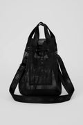 Sheer Crossbody Bucket Bag - Black
