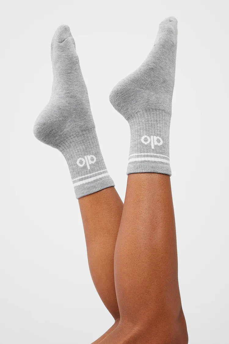 Retro Mid Crew Socks - Gray